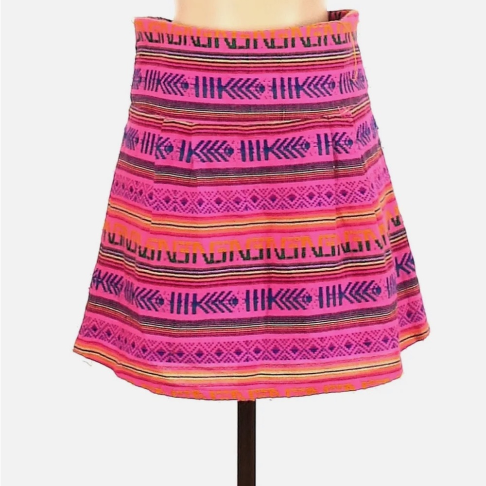Pink Aztec Print Woven Skirt by Kenny Size Small